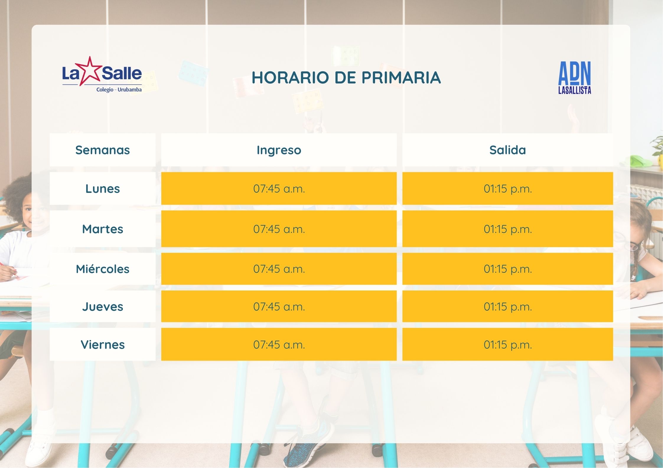 Horario Primaria
